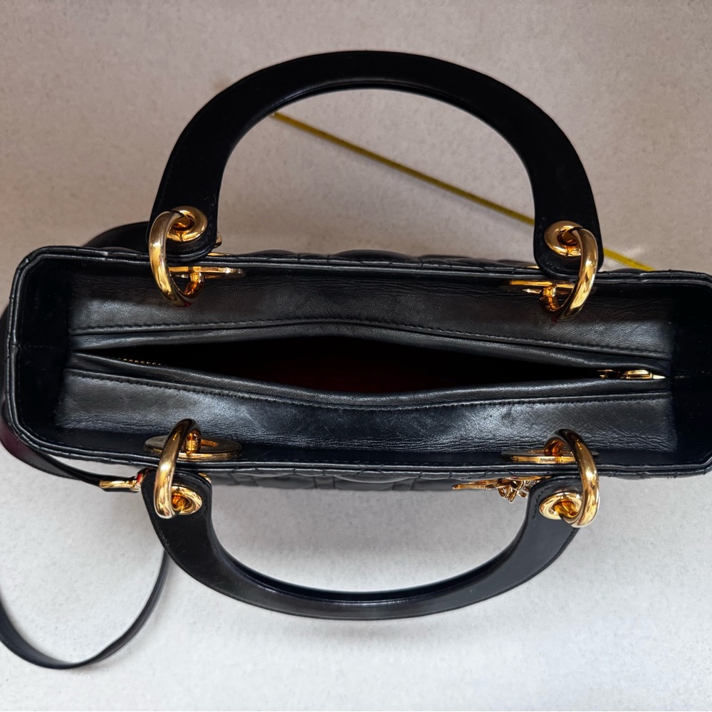 Christian Dior Small Black Leather Lady Cannage Quilted Bag - Picture 6 of 11